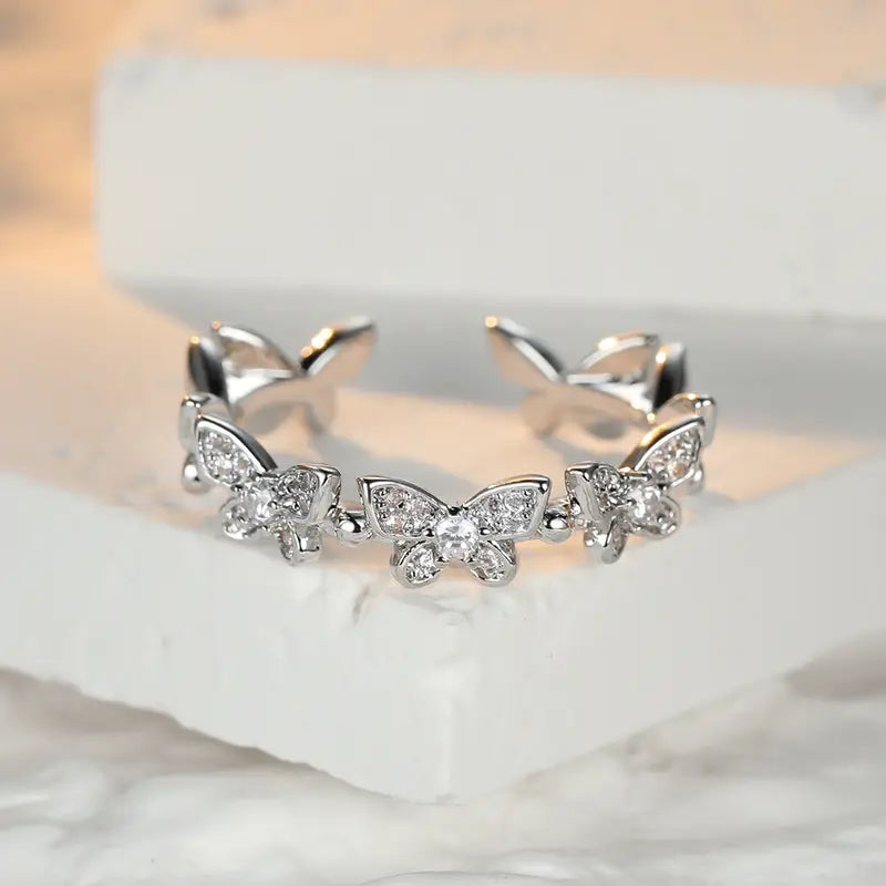 Silver Cute Mini Butterfly Ring