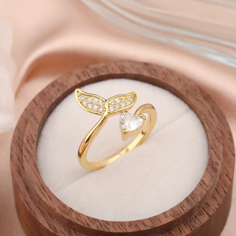 Gold Plated Golden Fishtail Ring