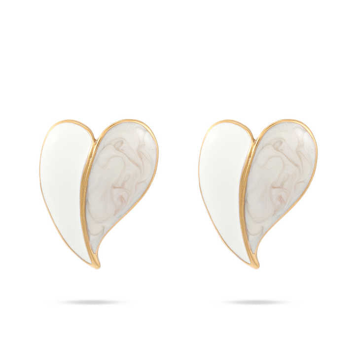 White Heart Earring