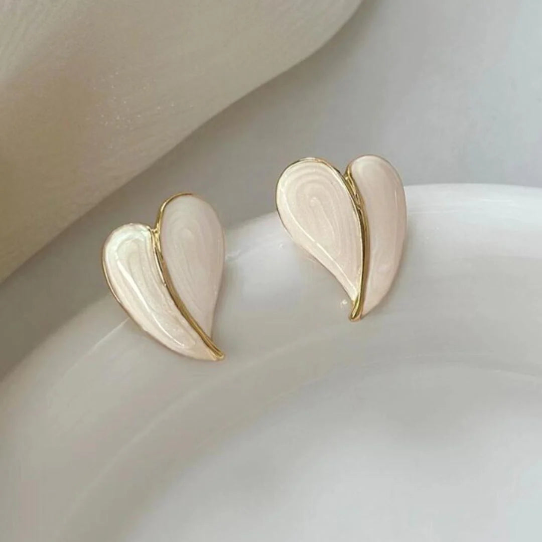 White Heart Earring