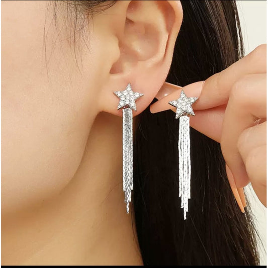 Star long chain earrings