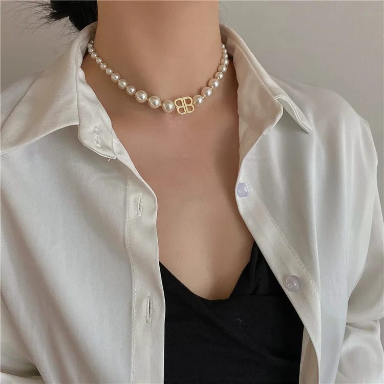 CD  pearl gold necklace chain