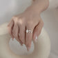 White Flower Leaf Ring