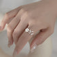 White Flower Leaf Ring