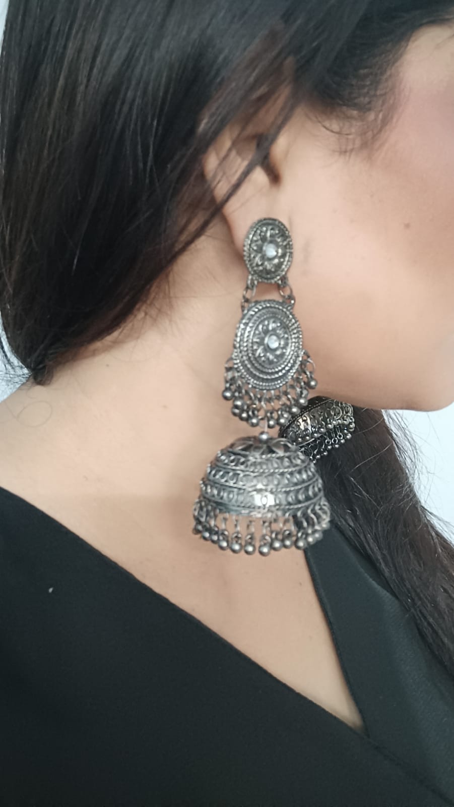 Oxidised Big Afghani Jhumka Earring