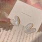 White Big Heart Earrings