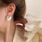 White Big Heart Earrings