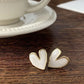 White Big Heart Earrings