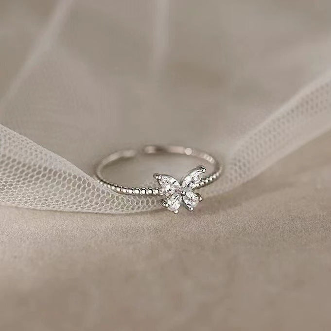 Cute Zircon Butterfly Ring