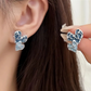 Double Blue heart studs earrings
