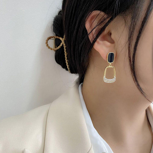 Crystal Black Drop Earring