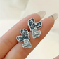 Double Blue heart studs earrings