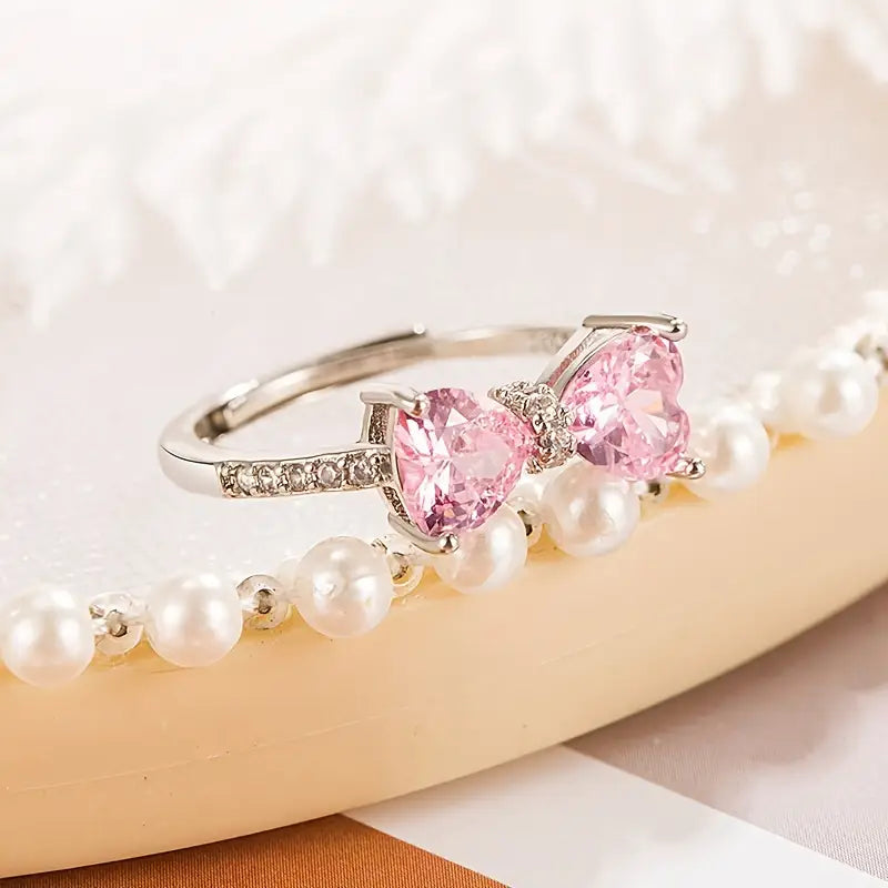 Blush Love Bow Adjustable Ring