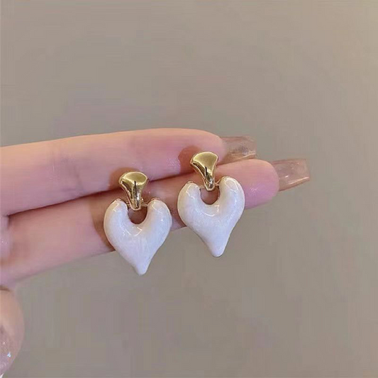 Stunning White Heart Earrings