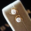 western gold look white pearl earing