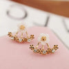 Stone-Studded Earrings with Floral Accent