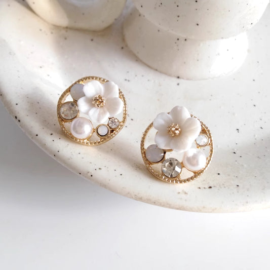 Flower Pearl Wreath Earrings