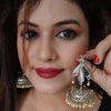 Oxidised mirror jhumka earrings