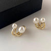 Leaf Pearl Piercing Ear Wrap Earring