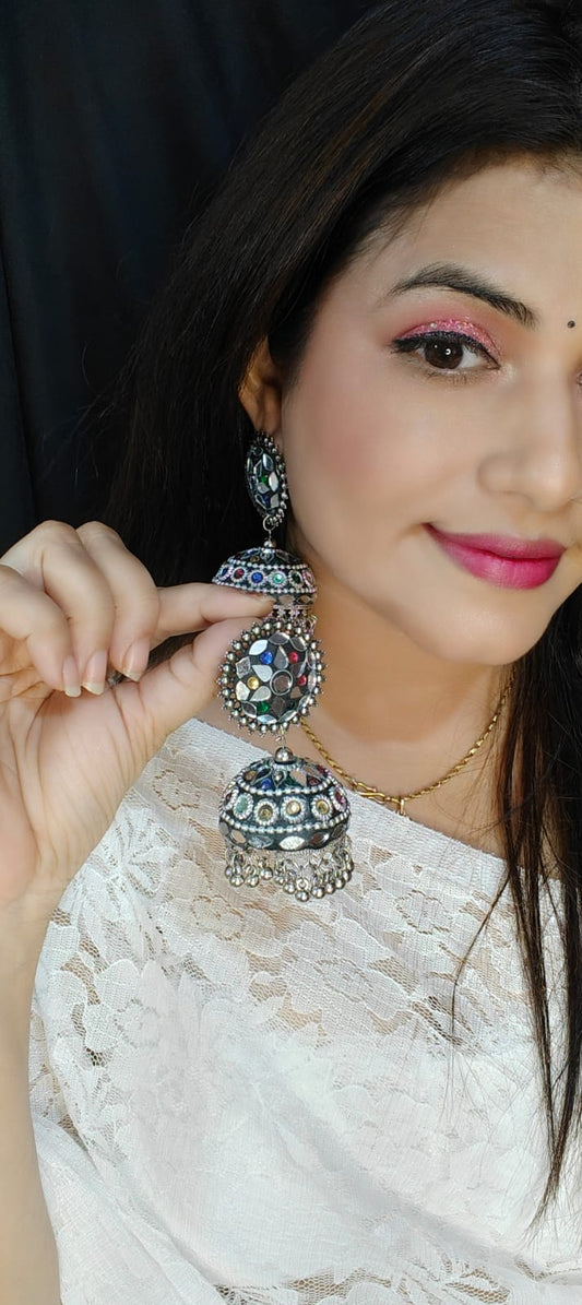 Silver Oversized Statement Jhumka