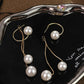 Gold Plated Pearl Long Drops Earrings