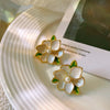 Flower Painting Oil Stud Earrings