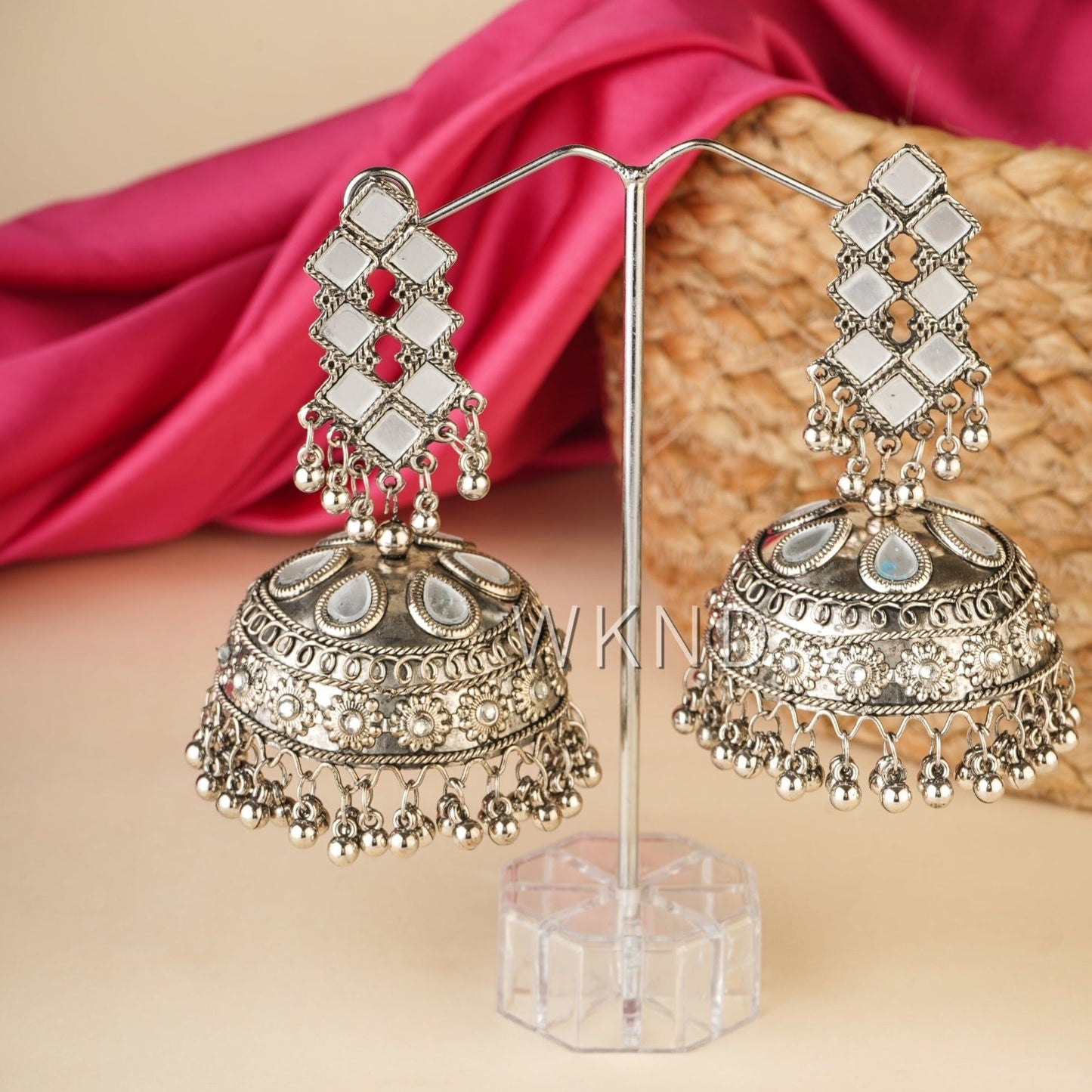 Oxidized Silver Jhumka Earrings