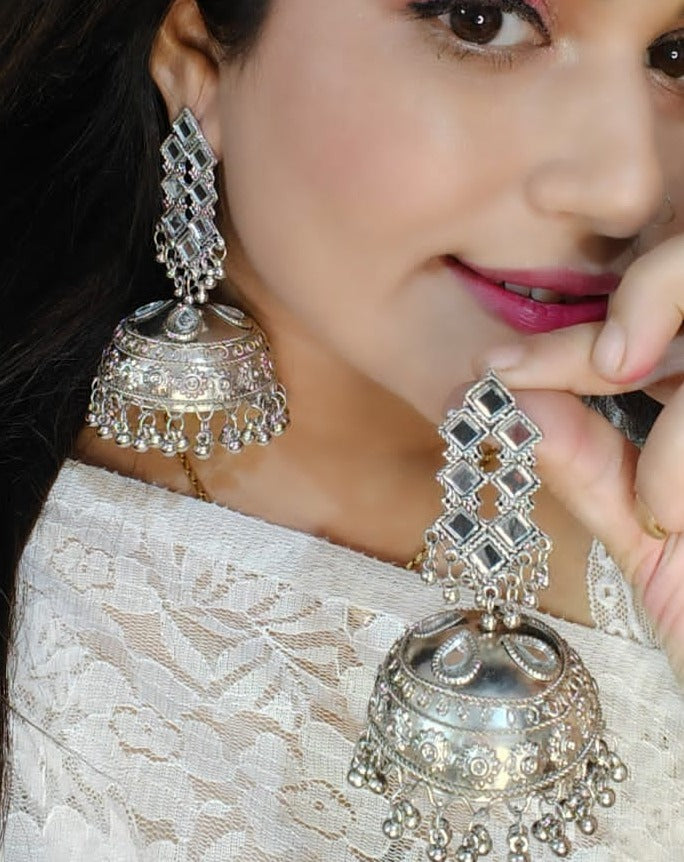 Silver-Plated Jhumkas Earrings