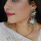 Silver-Plated & mirror Jhumkas Earrings