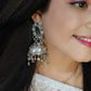 Silver-Plated & mirror Jhumkas Earrings