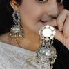 Silver-Plated & mirror Jhumkas Earrings