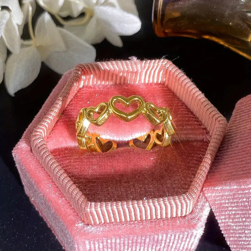 Golden Open Heart Charm Ring