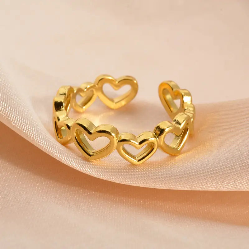 Golden Open Heart Charm Ring