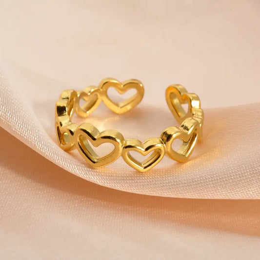 Golden Open Heart Charm Ring