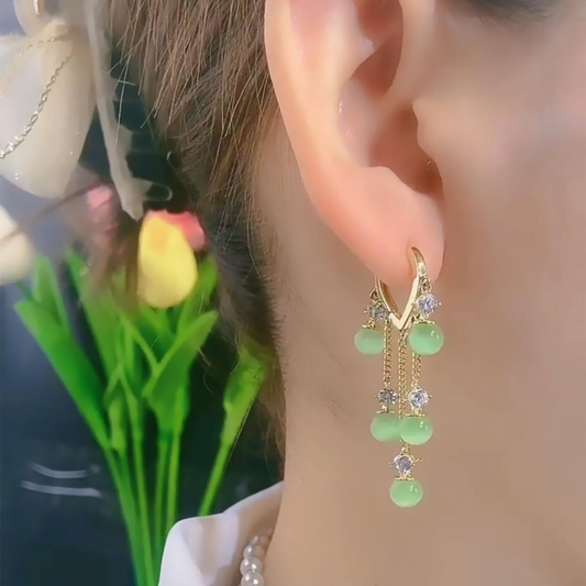 Green Pearl Hoop Earrings