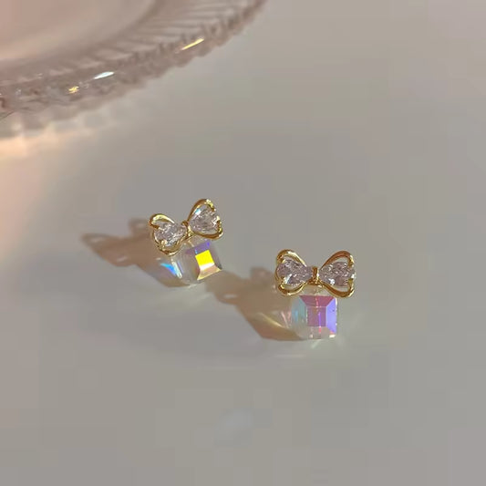 Gemstone Bow Earrings