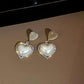 Love Heart Pearl Stud Earrings