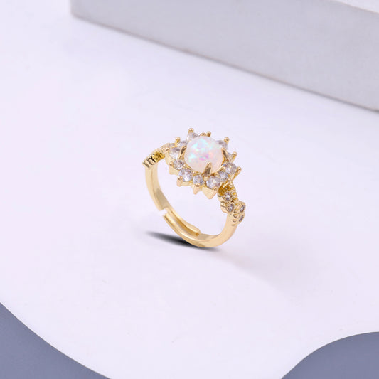 Gold Tone White Pearl Opal Ring