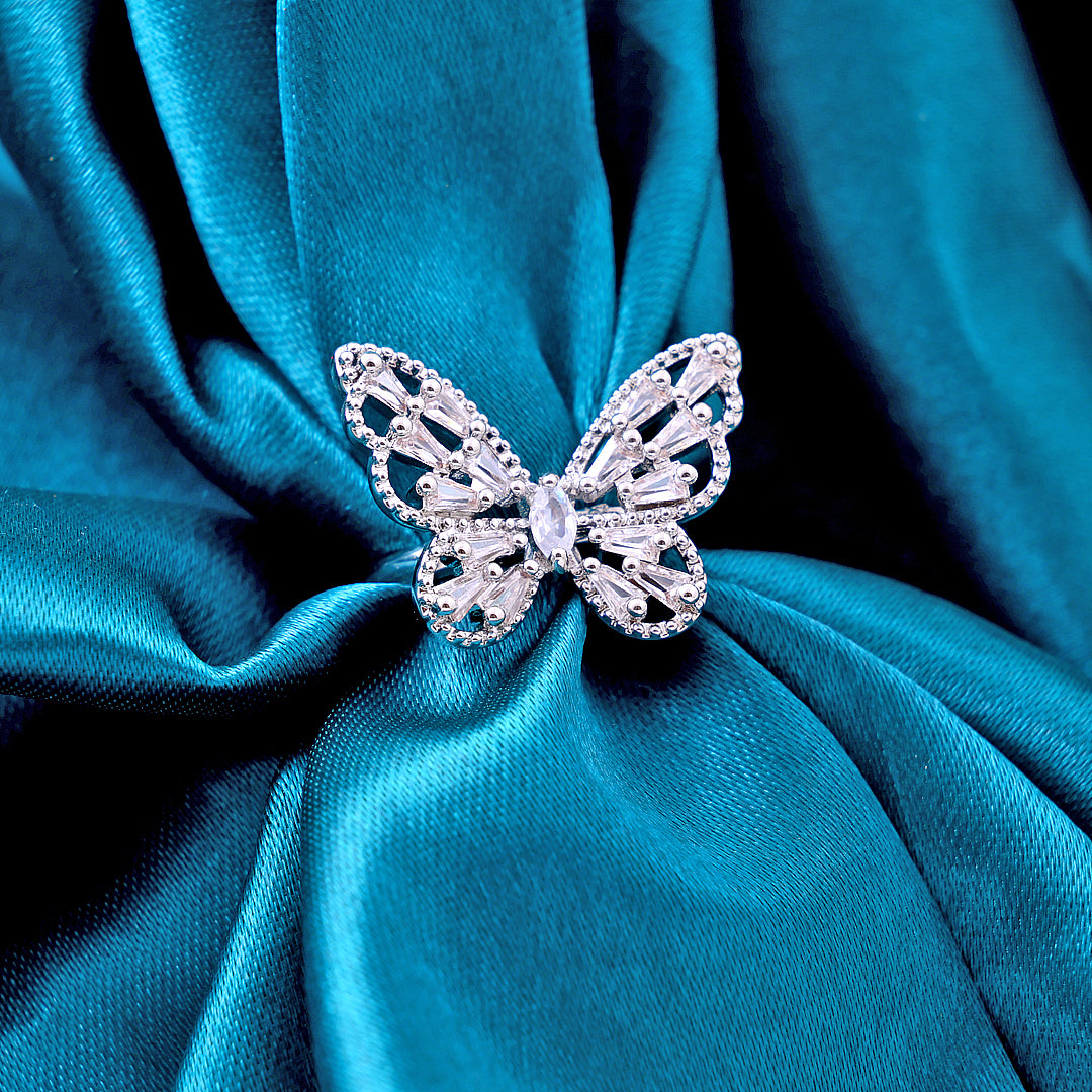 Silver color butterfly ring