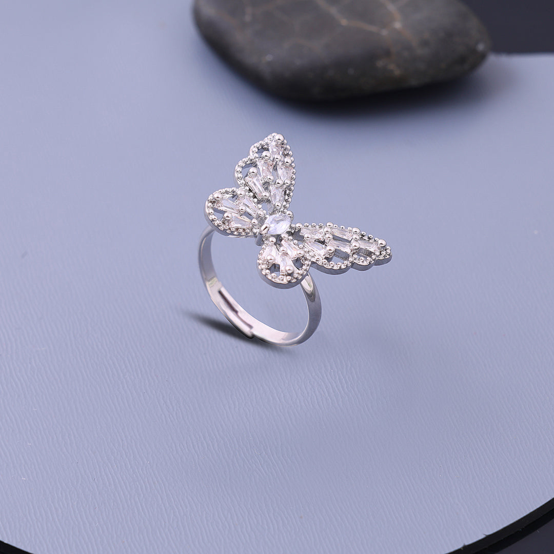 Silver color butterfly ring