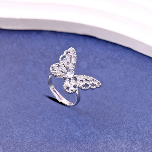 Silver color butterfly ring