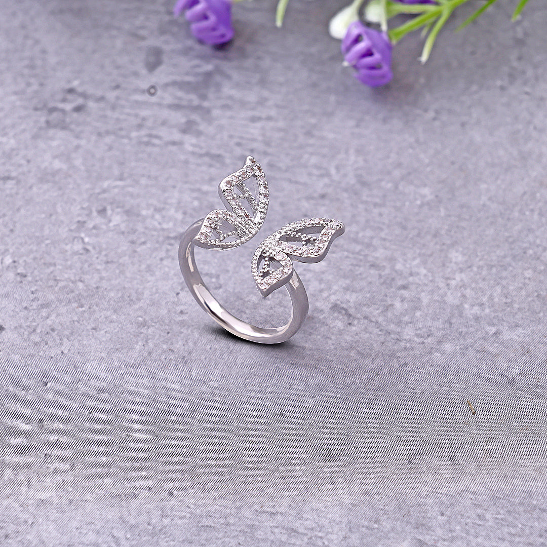 Silver butterfly wings ring