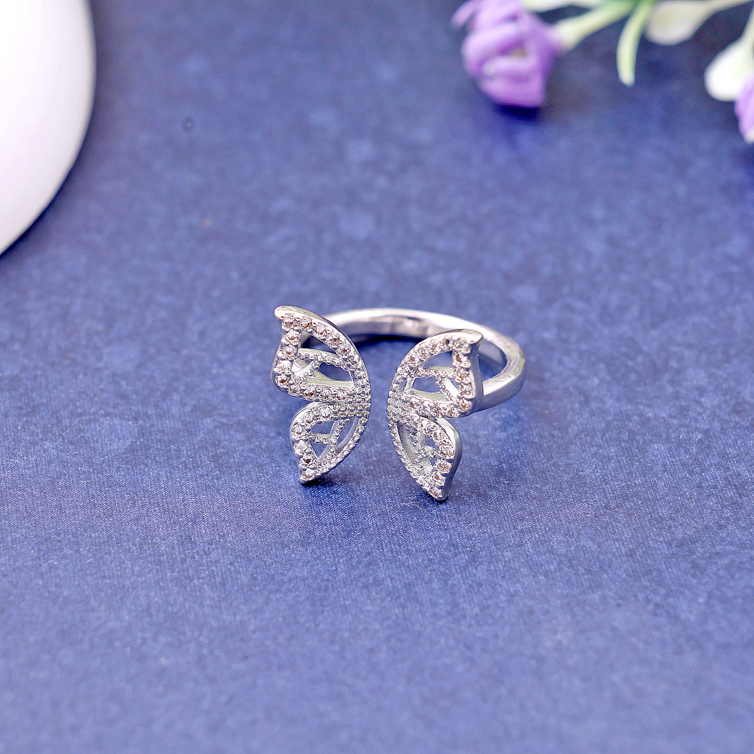 Silver butterfly wings ring