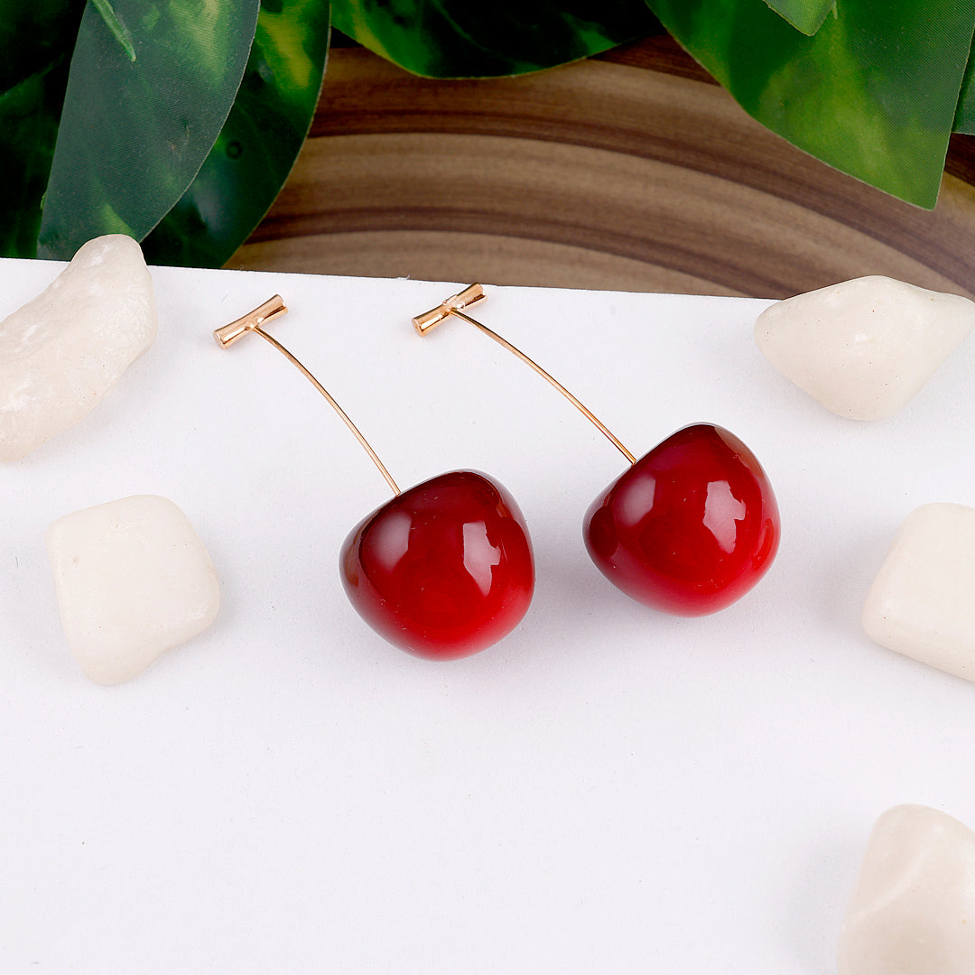 Red Cherries Shaped Alloy Dangle & Drop Earrings