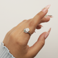 Silver Crystal Leaves White Flower Ring
