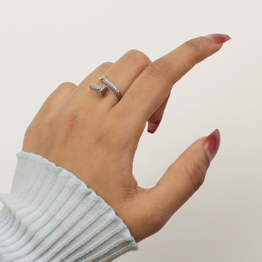 Silver Nail-Style Ring