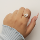 Crystal White Flower Leaves Ring