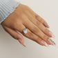 Silver Crystal Leaves White Flower Ring