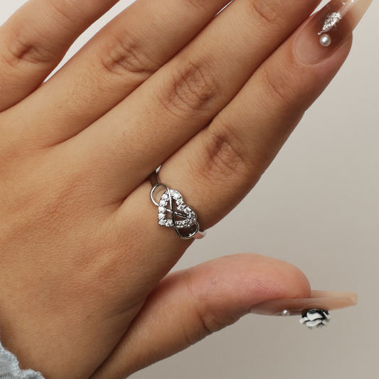 Silver Heart  Design Ring