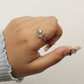 Unique White Heart Blue Stone Ring